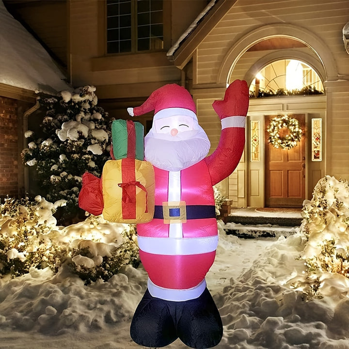 1pc Festive Inflatable Santa Claus with Gifts Decoration, 5FT LED Light-Up Outdoor Christmas Display, 110V/220V Compatible, US Plug, for Lawn, Garden, Indoor Holiday Party Decor