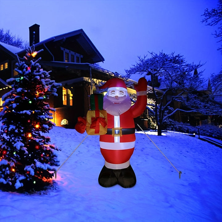 1pc Festive Inflatable Santa Claus with Gifts Decoration, 5FT LED Light-Up Outdoor Christmas Display, 110V/220V Compatible, US Plug, for Lawn, Garden, Indoor Holiday Party Decor