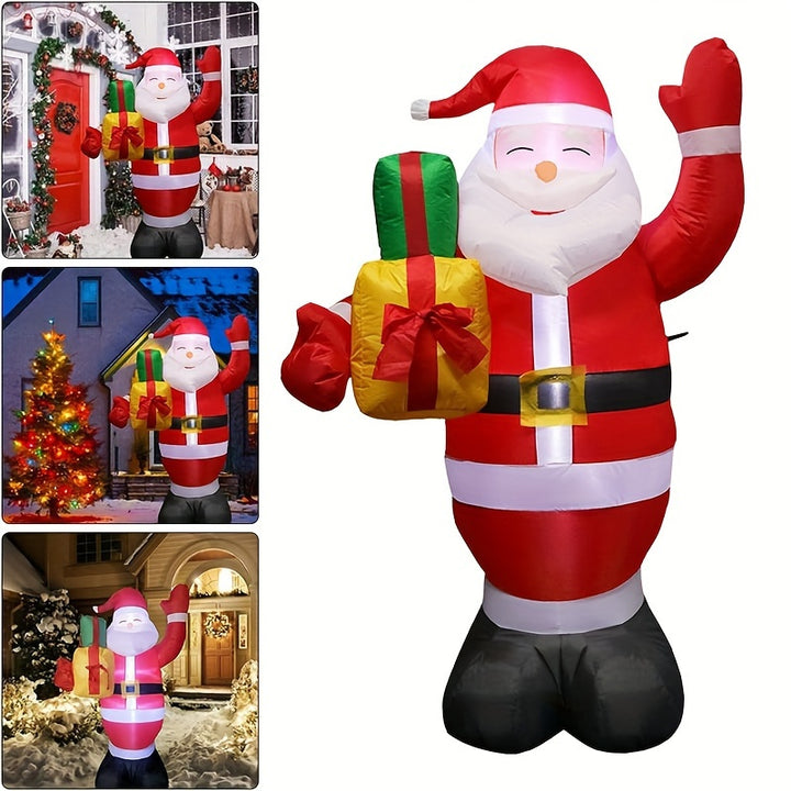 1pc Festive Inflatable Santa Claus with Gifts Decoration, 5FT LED Light-Up Outdoor Christmas Display, 110V/220V Compatible, US Plug, for Lawn, Garden, Indoor Holiday Party Decor