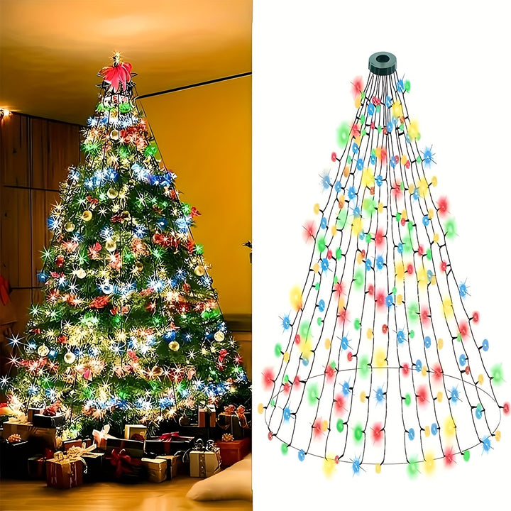 Enchanting Fairy Ring LED Christmas Tree Topper - USB Powered, Waterfall Light Effect for Festive Holiday Decor