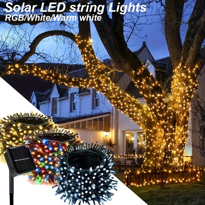 Solar LED String Lights Outdoor, 20/100/200 RGB LED, Waterproof IP44, 8 Modes Touch Control, Energy-Efficient, Solar Powered with Nickel Battery, for Christmas Tree, Garden, Wedding Decoration