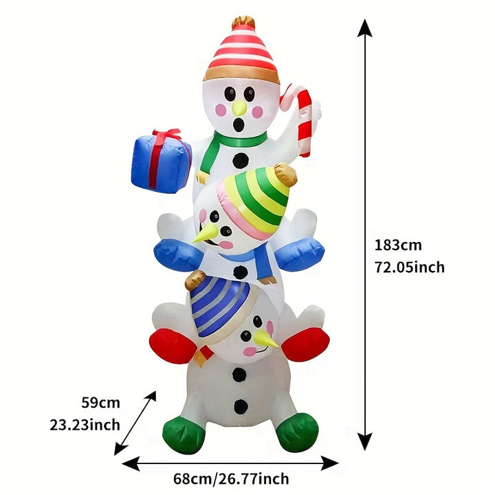 6-Foot LED-Lit Inflatable Snowman Family Outdoor Garden Decoration - Perfect for Christmas, Halloween & Thanksgiving, Durable Polyester, 110-130V US Plug