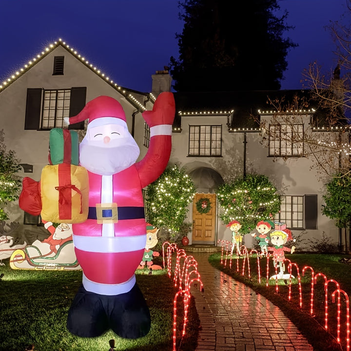 1pc Festive Inflatable Santa Claus with Gifts Decoration, 5FT LED Light-Up Outdoor Christmas Display, 110V/220V Compatible, US Plug, for Lawn, Garden, Indoor Holiday Party Decor