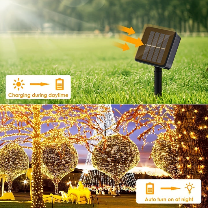 Solar LED String Lights Outdoor, 20/100/200 RGB LED, Waterproof IP44, 8 Modes Touch Control, Energy-Efficient, Solar Powered with Nickel Battery, for Christmas Tree, Garden, Wedding Decoration