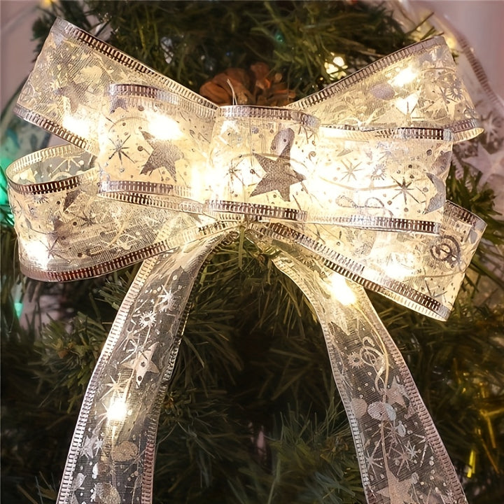 LED Christmas Ribbon Lights - 118.11inch/196.85inch/393.7inch, Double-Layer Golden Foil Holiday Decor for Tree & Party, Battery Operated (AA), Perfect for Halloween, Hanukkah, Easter, Thanksgiving