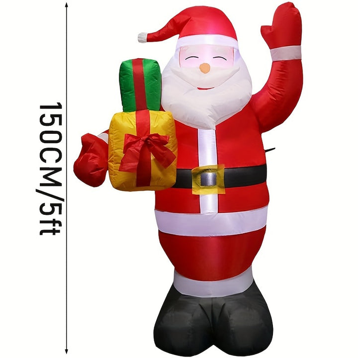 1pc Festive Inflatable Santa Claus with Gifts Decoration, 5FT LED Light-Up Outdoor Christmas Display, 110V/220V Compatible, US Plug, for Lawn, Garden, Indoor Holiday Party Decor