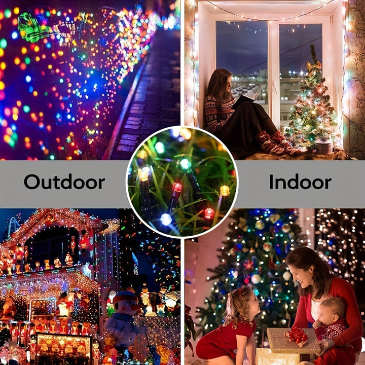 Solar LED String Lights Outdoor, 20/100/200 RGB LED, Waterproof IP44, 8 Modes Touch Control, Energy-Efficient, Solar Powered with Nickel Battery, for Christmas Tree, Garden, Wedding Decoration