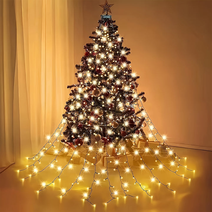 Enchanting Fairy Ring LED Christmas Tree Topper - USB Powered, Waterfall Light Effect for Festive Holiday Decor